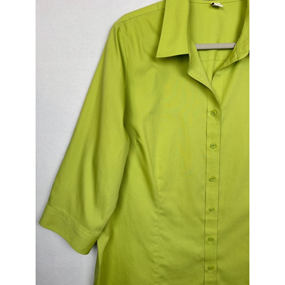 Coldwater Creek Shirt Womens 1X 18 No Iron Button Up 3/4 Sleeve